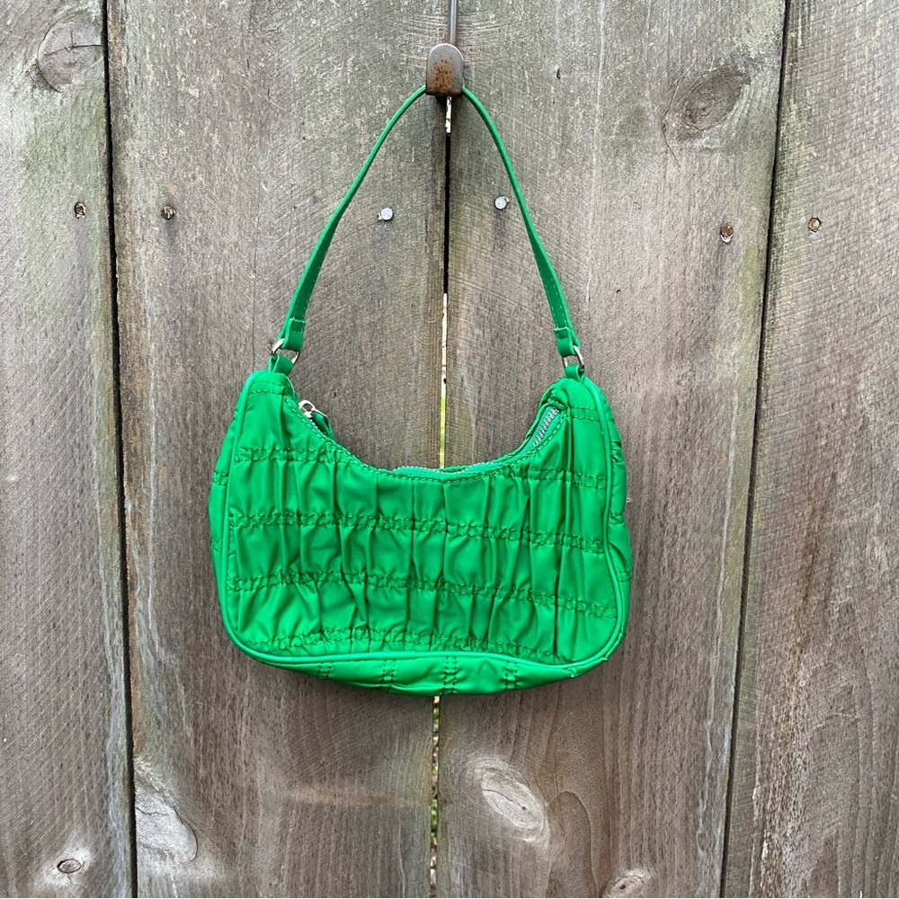 Y2K‎ Bright Green Ruched Mini Micro Bag 3AM Forever Baguette Purse